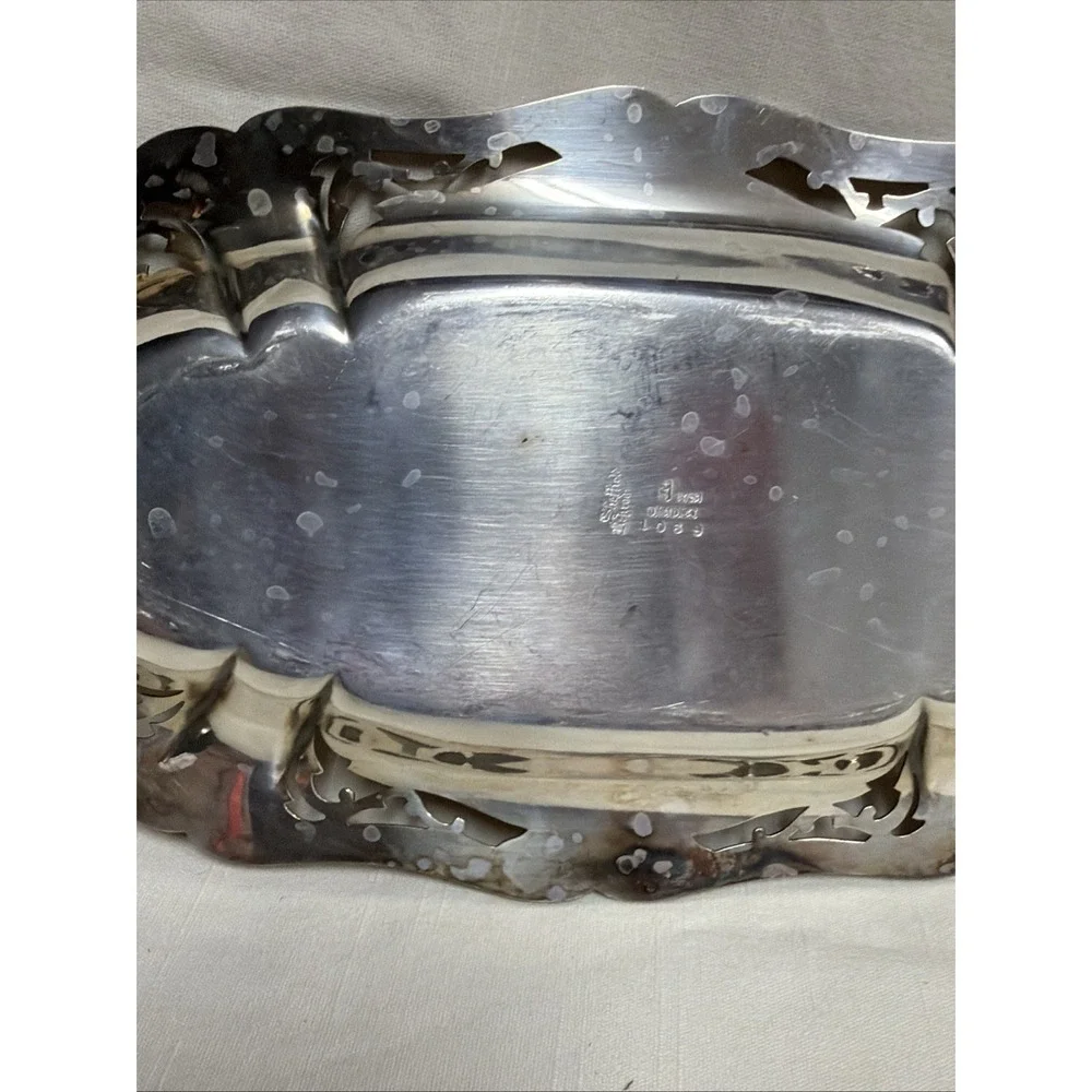 Vintage Silverplate Oval Serving Tray‎ Victorian Style sheffield reproduction